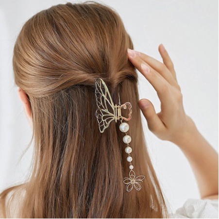 PREMIUM Jepit Rambut Korea Bahan Alloy Pearl - Jedai Logam Jepitan Rambut Classic Mutiara Jumbo Korean Metal Hair Claw