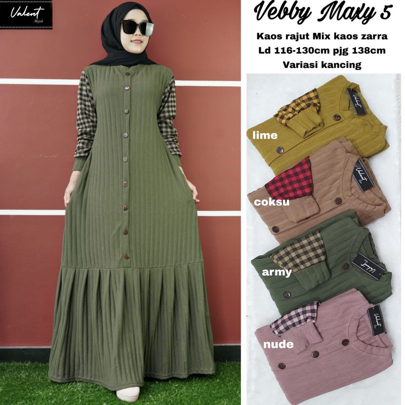 VEBBY MAXY DRESS MAXY GAMIS MUSLIM MAXY JUMBO KAOS RAJUT LD 130 CASUAL
