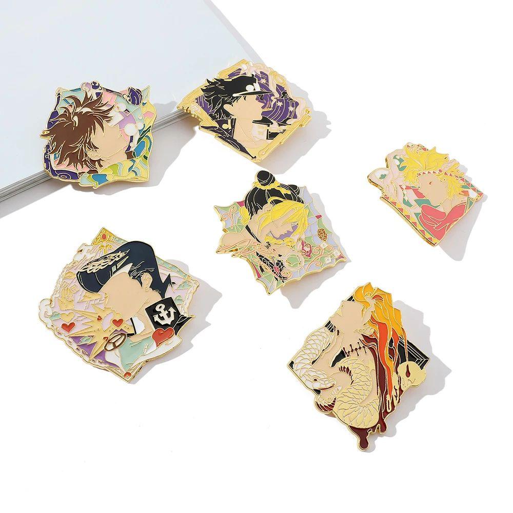 [Elegan] Jojo Bizarre Adventure Ransel Perhiasan Logam Bros Pakaian Dekorasi Kartun Lencana Pin Enamel Bros