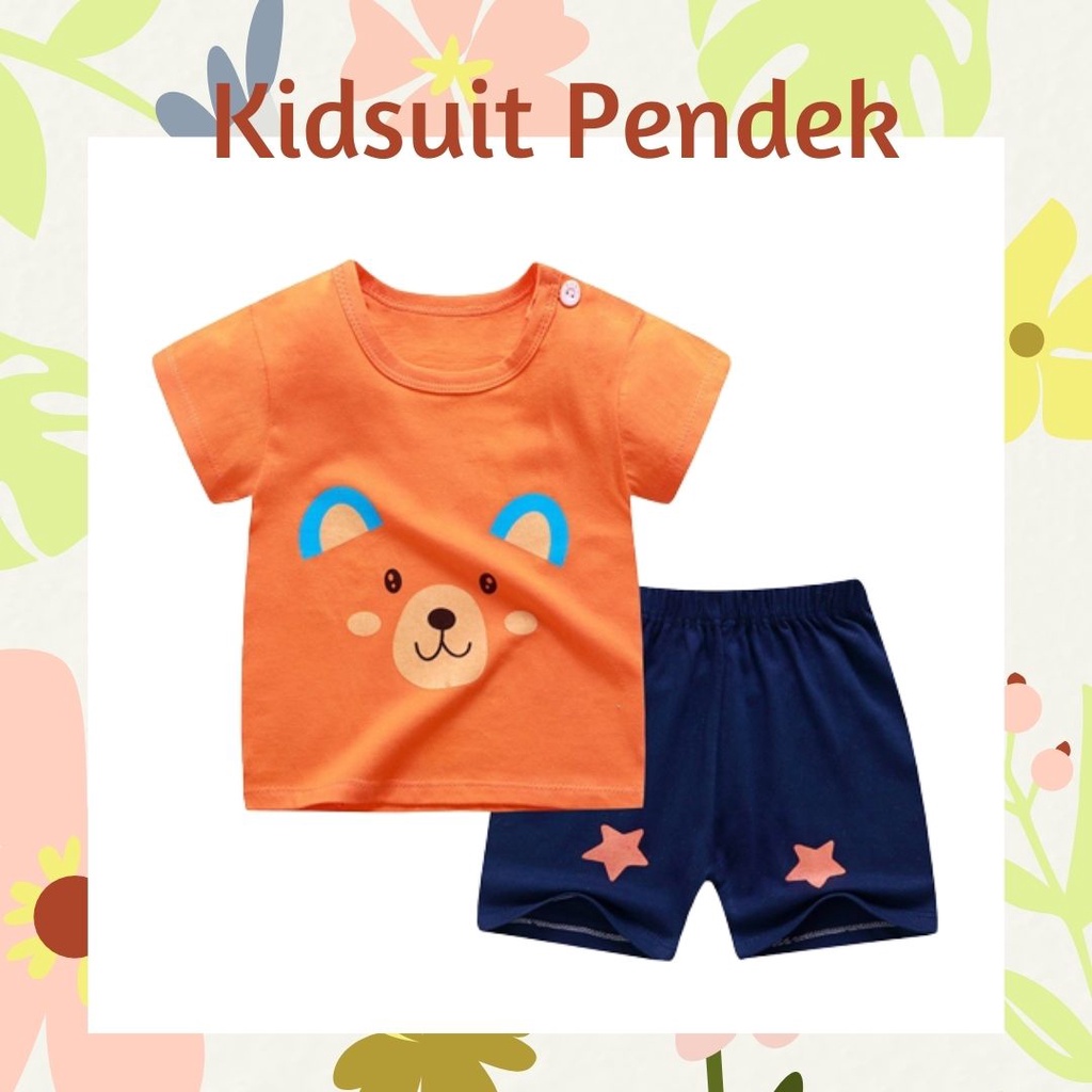 Plazababyku KIDS SUIT PENDEK Setelan Anak Bahan Kaos Lengan + Celana Berkualitas Import ebv cowok