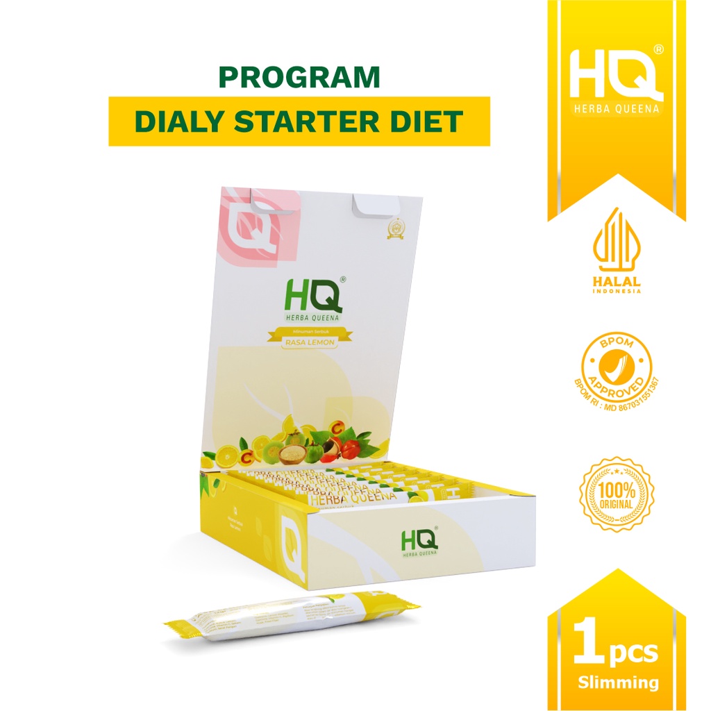 HQ Herba Queena Slimming Minuman Serbuk Rasa Lemon 100% Herbal (Daily Starter Diet) 1 Pcs