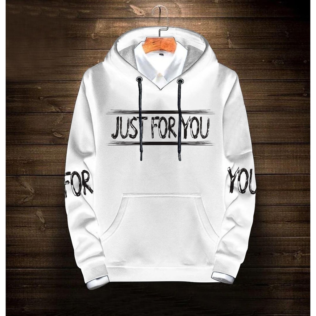 Hoodie Pria / Hodie Pria / Jaket Pria / Sweater Hoodie Just For You Bahan Fleece UK M-L