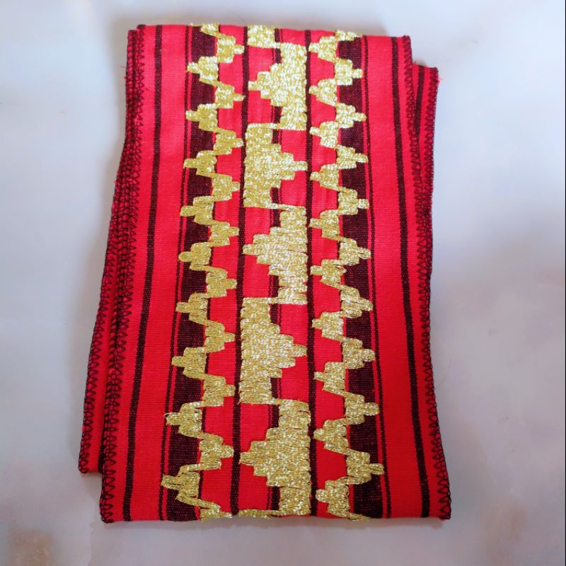 Bisban / Selendang Tapis Lampung Motif Abung Murah-Tajuk Ketik Merah