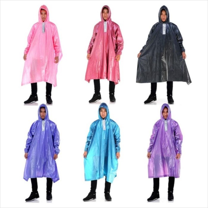 Raincoat Plevia 850/ Jas Hujan Ponco Lengan Polkadot Dewasa