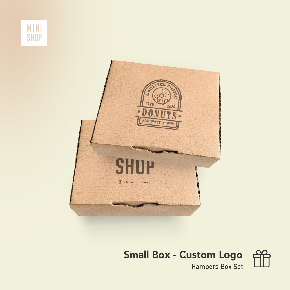 Jual Small box Custom Logo 15 x 12 x 5 cm - murah ( kotak kardus kado