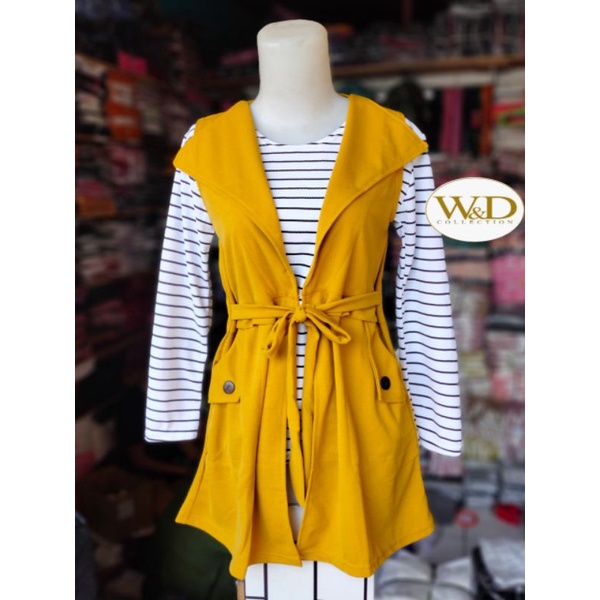 Blouse Baju Atasan Wanita Murah Cardigan kombinasi Salur Model Korean Style 2 lapis