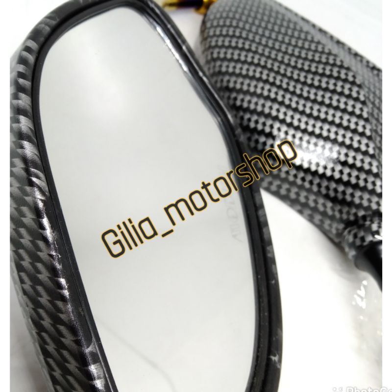 Spion Clik Spion klik Carbon Twotone mirror putih Datar Import Universal Motor