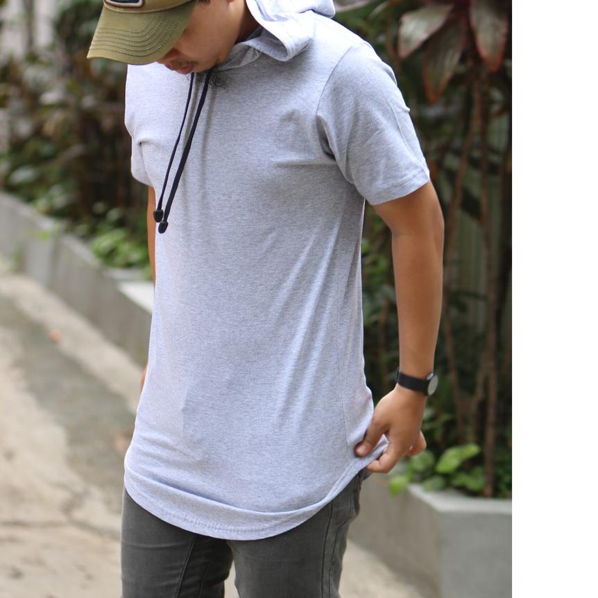 ➷ Kaos Polos Hoodie Longline swage pria kurta ➲