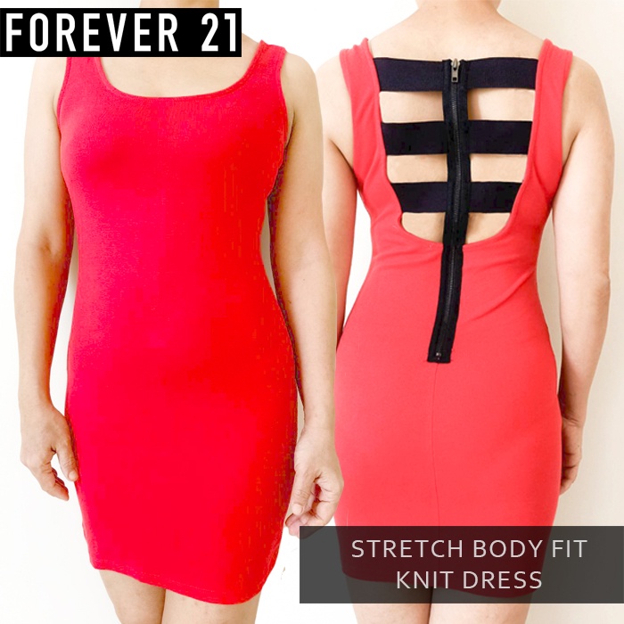 Dress mini wanita FOREVER 21 stretch body fit knit