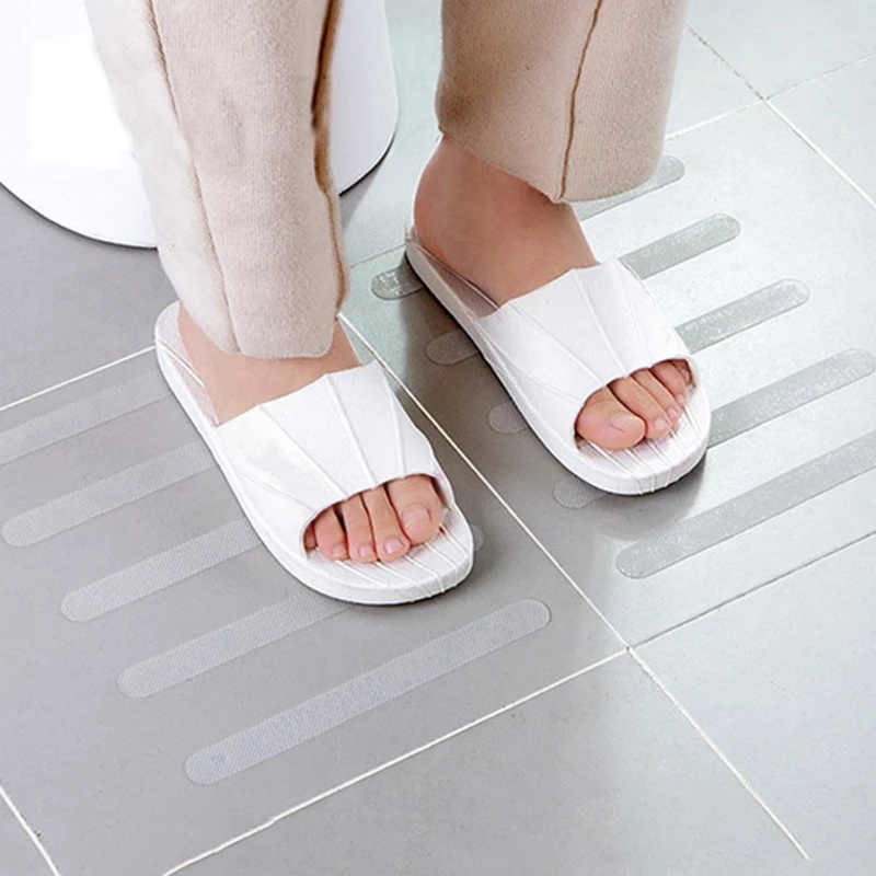 [12 Pcs PEVA Rubber Bathroom Transparent Anti-slip Stickers] [Stairs Steps Anti-slip Strip] [Multi-color Waterproof Anti-slip Tape Stickers] [Carpet Anti-slip Fixed Stickers]