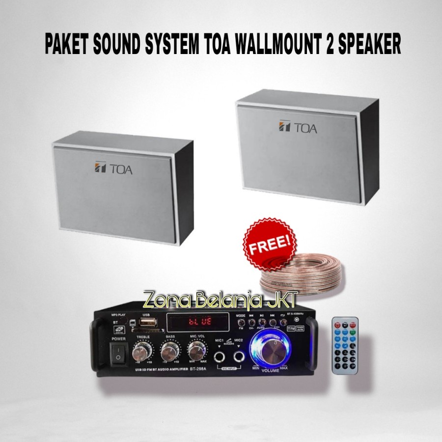 PAKET SOUND MASJID TOA BOX 2 SPEAKER CAFE RESTO KLINIK PANGGILAN AMPLI USB BLUETOOTH ( Mini 1 )