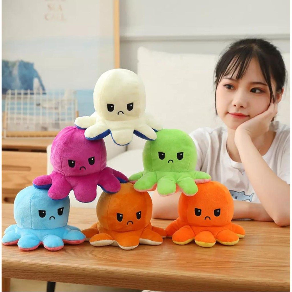 Boneka Gurita cumi Octopus Doll Berubah Bolak Balik Ekspresi RAINBOW PELANGI 18