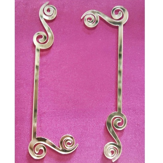 Frame Sulur Persegi Panjang Acrylic Mirror Gold / Rosegold / Silver Hiasan Mahar / Scrabbook