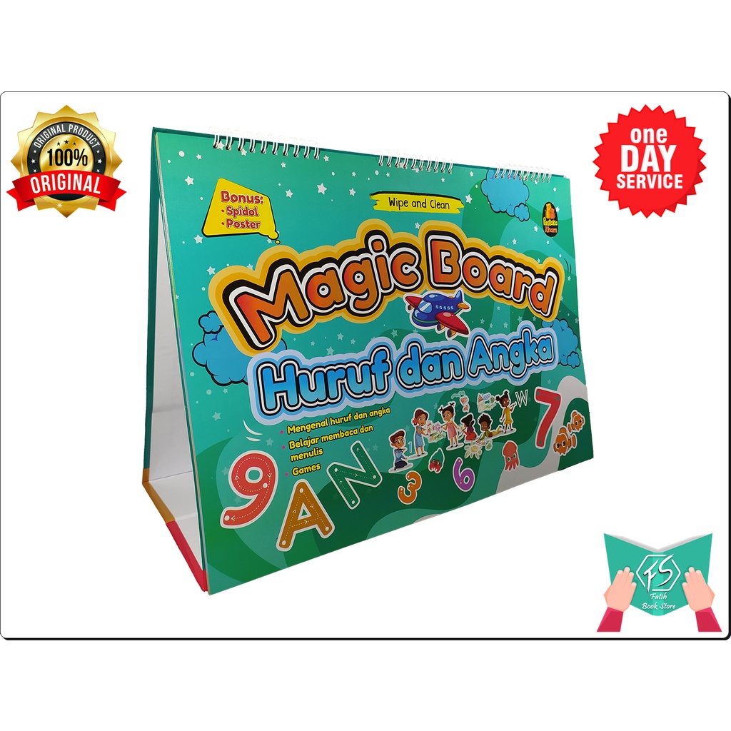 BUKU BELAJAR MENULIS HURUF DAN ANGKA  ANAK PAUD DAN ANAK TK WIPE CLEAN MAGIC BOARD HURUF DAN ANGKA