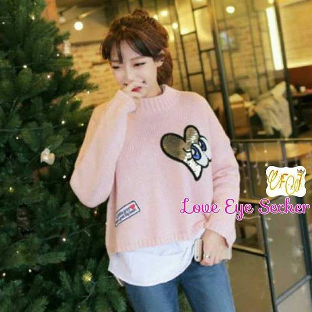 Baju Wanita / Love Eye Secker / baju rajut korea