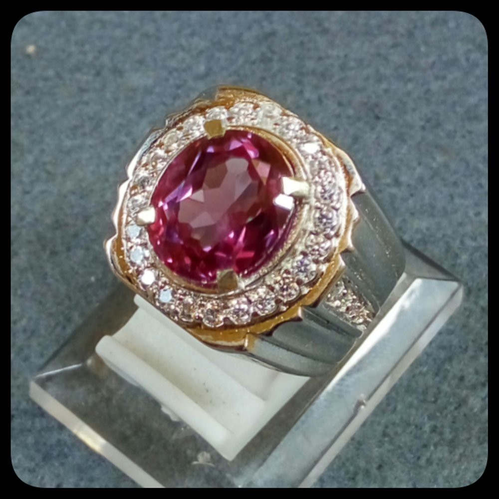 CINCIN BATU AKIK PERMATA ALEXANDRITE COLOR CHANGE RING ALPAKA SUPER MEWAH