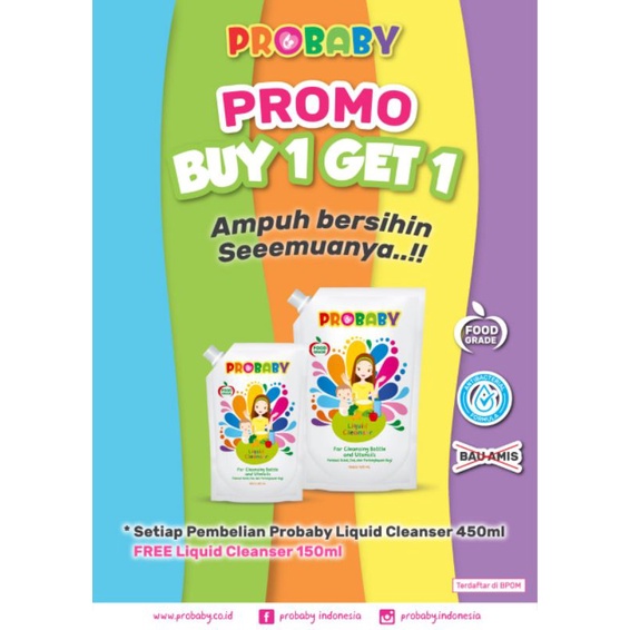 PROBABY Liquid Cleanser 700 ml 450 ml Pro Baby Sabun Cuci Botol dan 450ml FREE 150ml