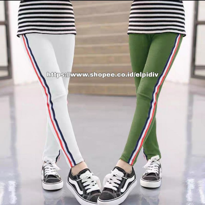 Legging List Stripe Anak 5-14 Tahun Bahan Spandex Premium / Lejing Anak List stripe