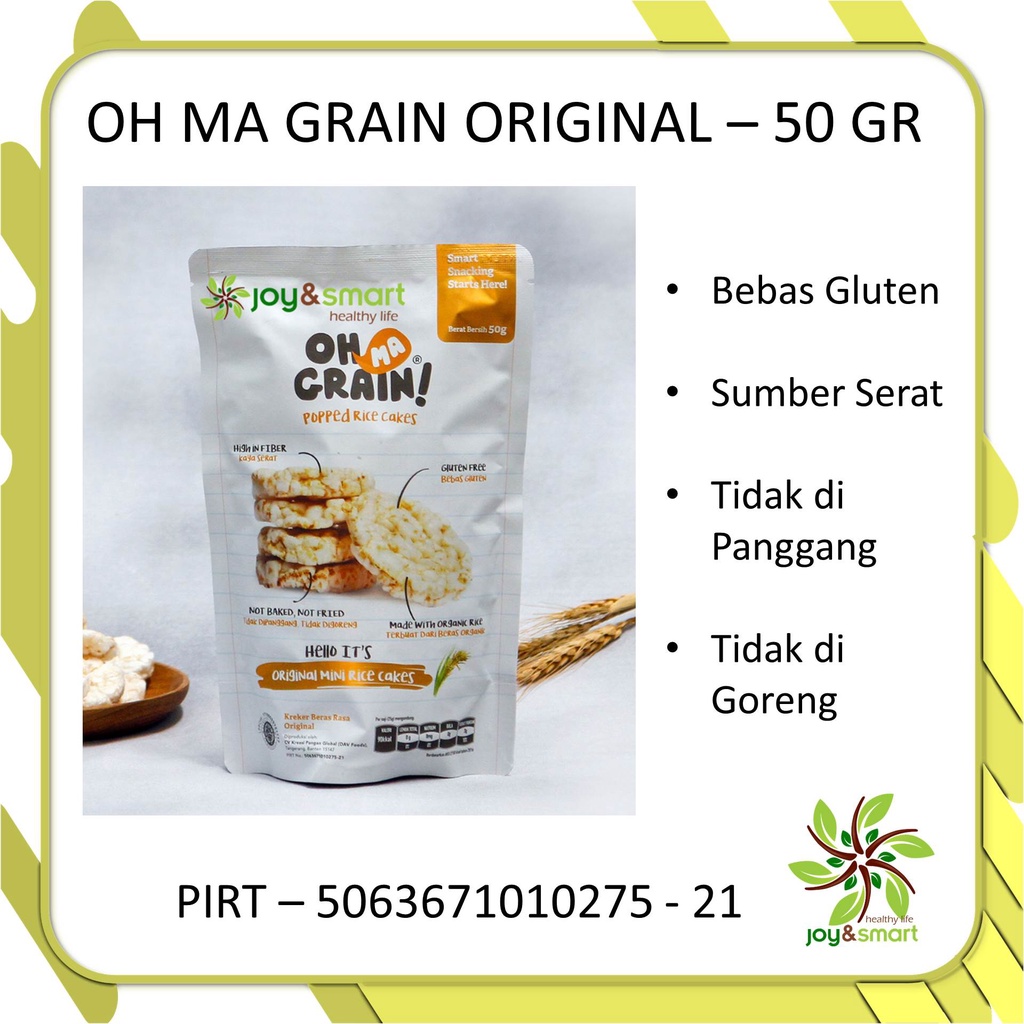 

Joy Smart Healthy Life Oh Ma Grain Popped Rice Cakes Original Kreker Beras Original 50gr