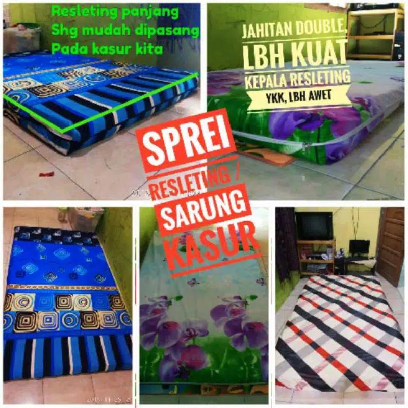 Sprei resleting katun disperse ukuran single