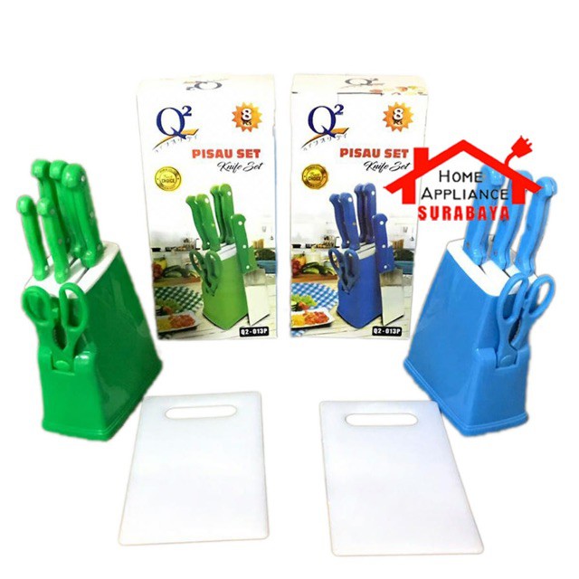 Pisau set box Q2 013P / knife set + telenan ori full set-original