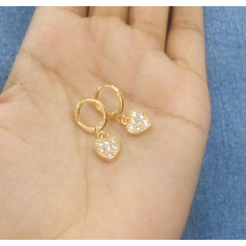 anting gantung love full perhiasan wanita fashion