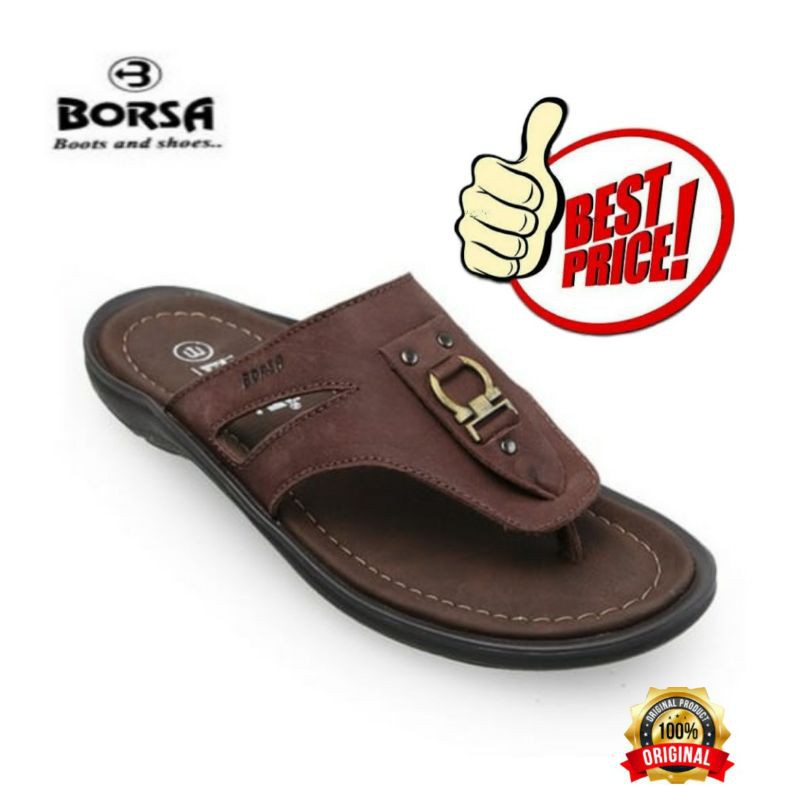 SANDAL JEPIT PRIA DEWASA KULIT ASLI - BORSA SANTORINI ORIGINAL