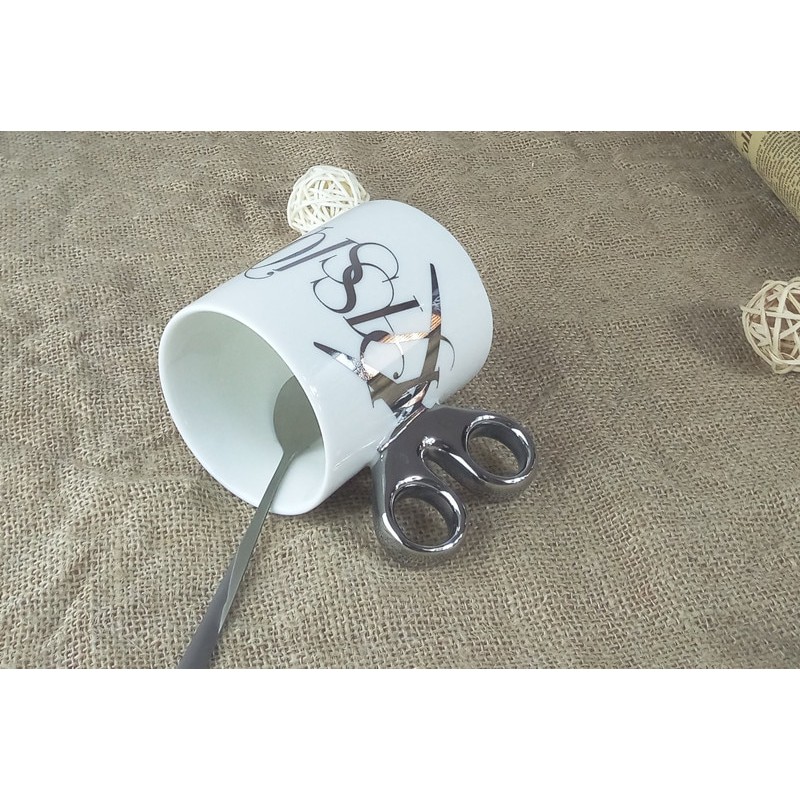 New subtitles with scissors handle mug black white cup PASSION font coffee mug birthday gift