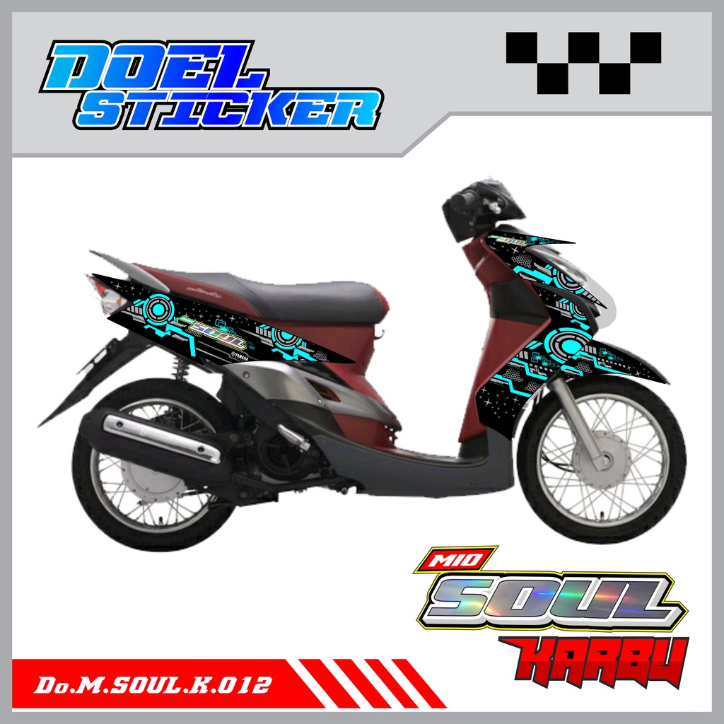 STICKER STRIPING MIO SOUL KARBU - STICKER STRIPING LIST VARIASI HOLOGRAM , CROME YAMAHA MIO SOUL KARBU DOEL 012