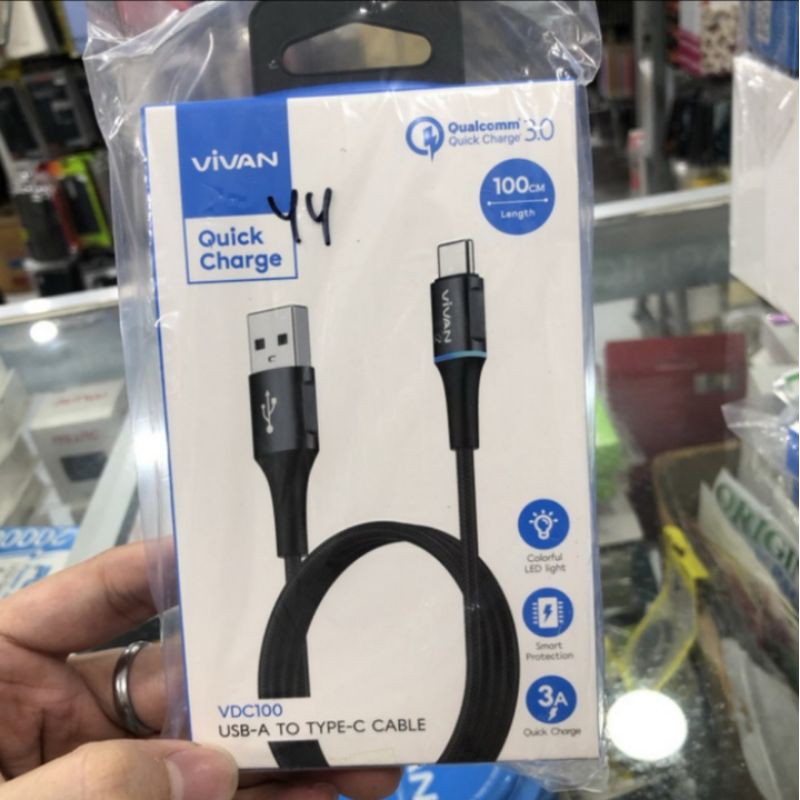 KABEL DATA VIVAN LED 3A TYPE C/MICRO/IPHONE