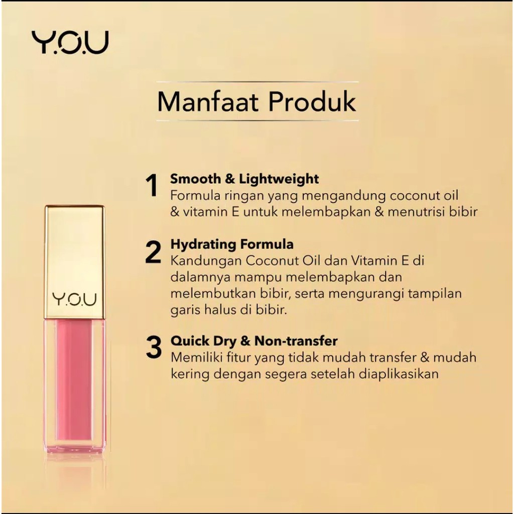 YOU The Gold One Rouge Velvet Matte Lip Cream Original BPOM by Y.O.U Makeup