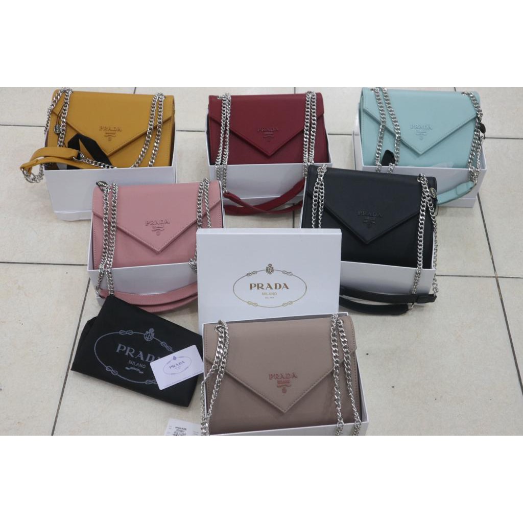 Tas Prada Envelopee 9057-5 # DEN Silver Hardware TAS BATAM MURAH TAS IMPORT BRANDED FASHION TERMURAH