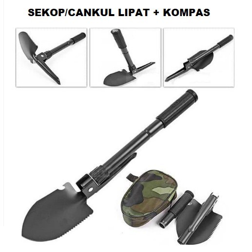 Sekop Cangkul Pacul Mini Lipat Portable Folding Camping Shovel