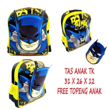 NEW ARRIVAL ~ COD ~ Tas Ransel Sekolah ANak TK + Topeng Iron Man Spiderman Batman Captain