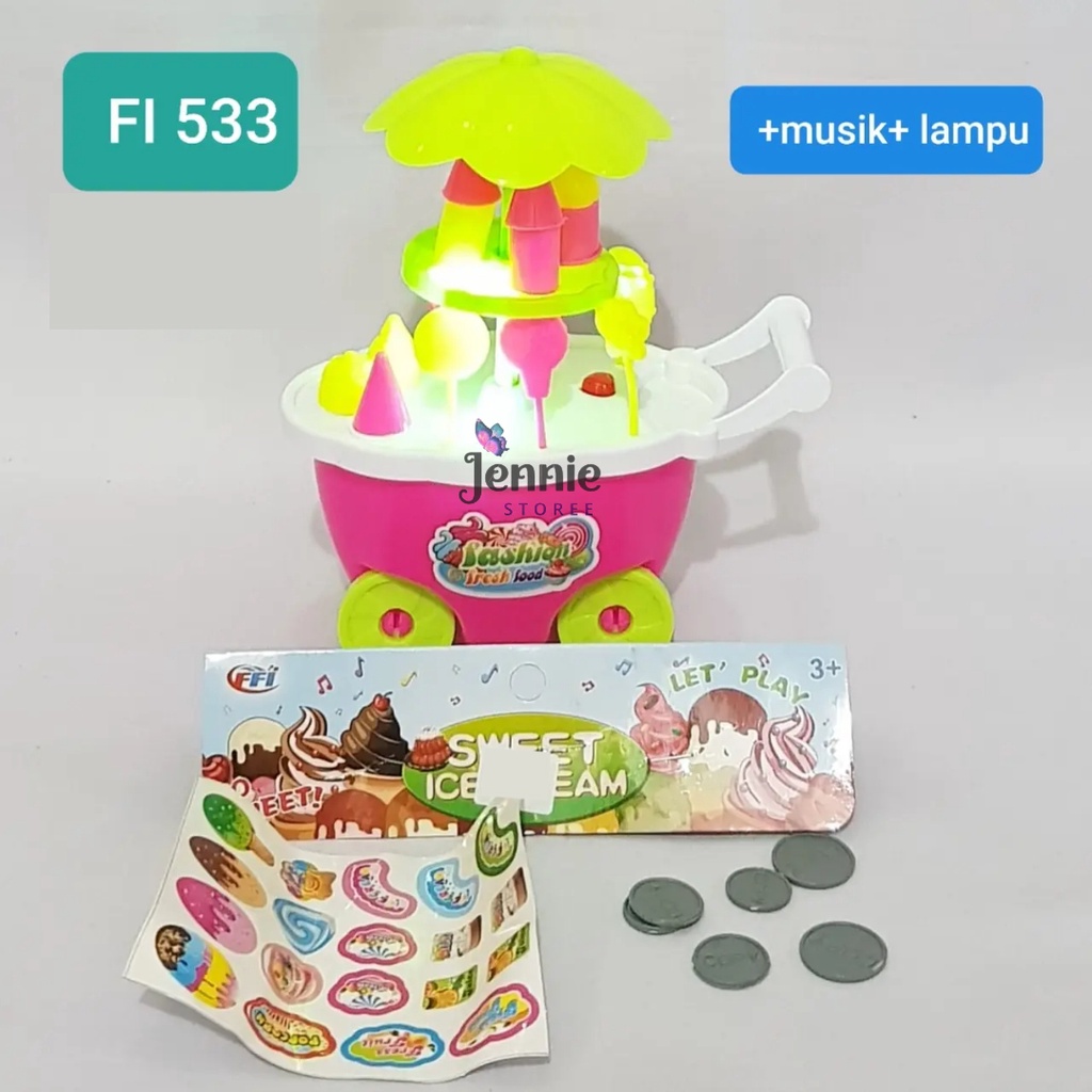 Mainan Sweet Ice Cream FI533 Mainan Gerobak Es Krim Led Musik