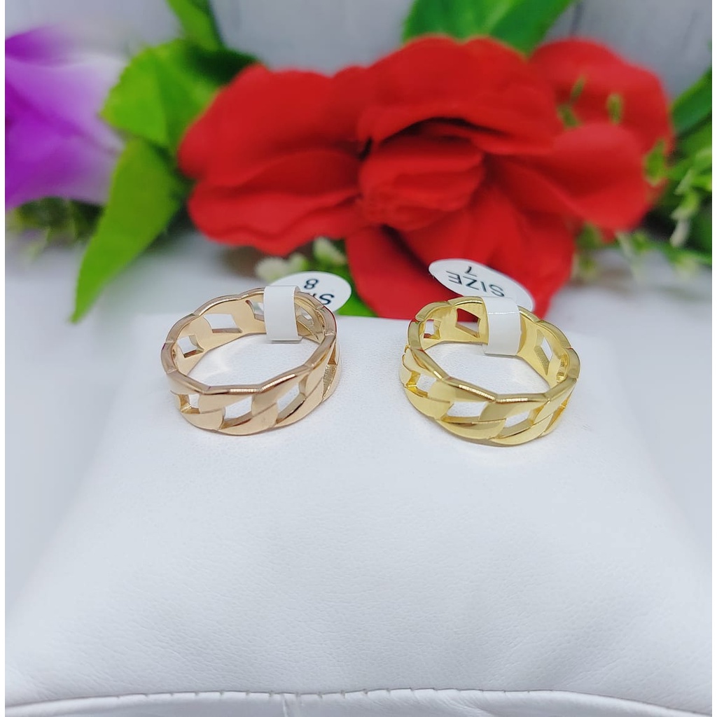 Cincin bulat polos perhiasan titanium A,B