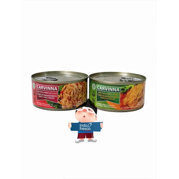 

Carvinna Daging Ikan Tuna Kaleng Sambal-Tuna In Manadonese Canned 185 g