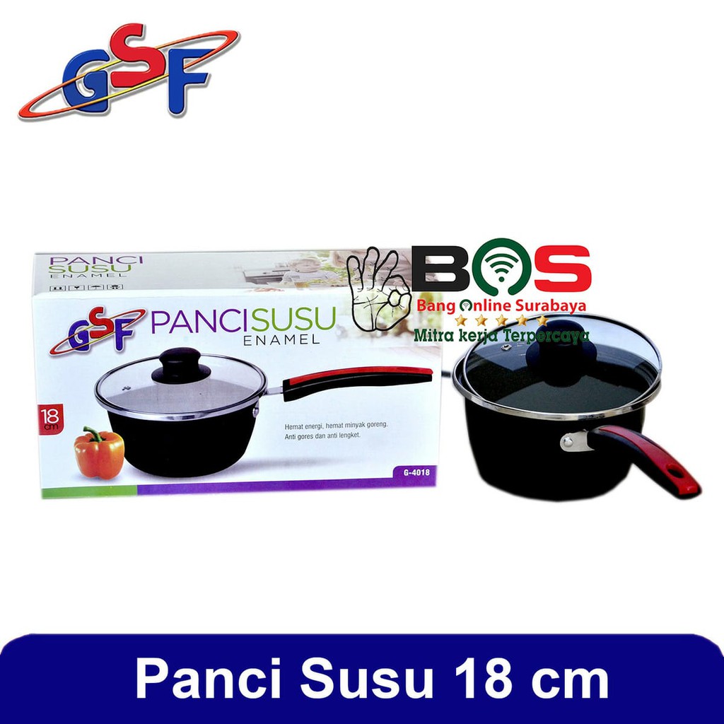 Panci Susu Enamel Diameter 18CM Tutup Kaca GSF-4018 Sauce Pan GSF 4018 GSF4018