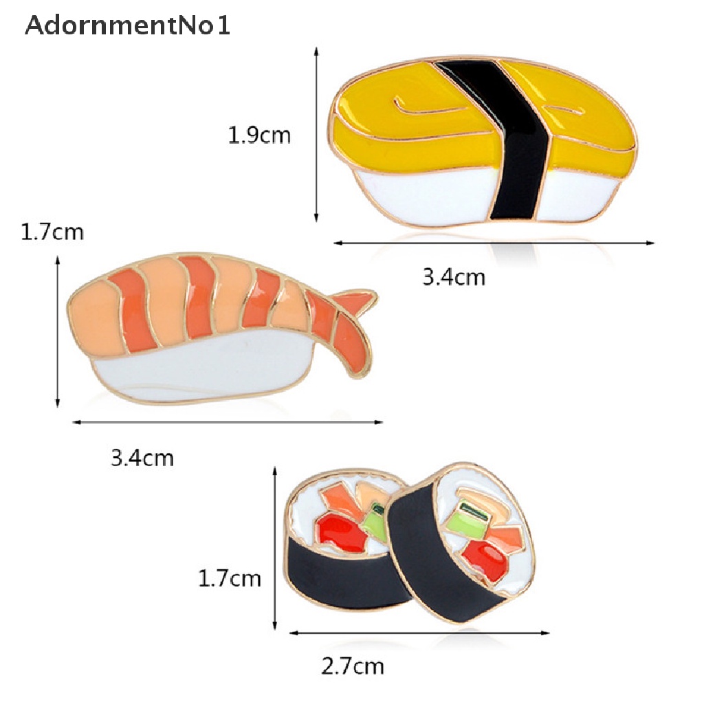 (AdornmentNo1) 3pcs / Set Bros Pin Enamel Bentuk Sushi / Makanan Jepang Untuk Aksesoris Pakaian