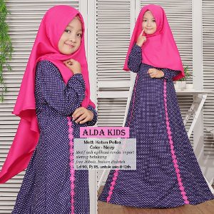atk Alda Kid Polka Hitam Sgamis syari hijab muslim anak perempuan 8 9 10 11 12 tahun pink  murah ga