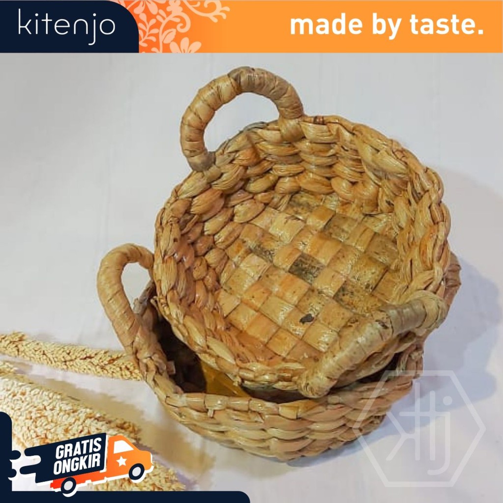 KITENJO MANGKOK KECIL TEMPAT BUAH BAWANG BUMBU DAPUR WADAH BUMBU BAHAN ENCENG GONDOK UNIK ANTIK