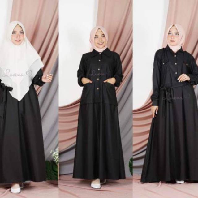 Gamis Hitam Basic Polos Bahan katun toyobo Gamis harian Nyaman Simple Gamis Polos Terbaru Remaja Gam