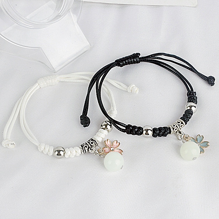 2 Pcs Fashion Bercahaya Gelang Anyaman Dapat Disesuaikan Wanita Pria Pasangan Gelang Perhiasan Aksesoris-Won
