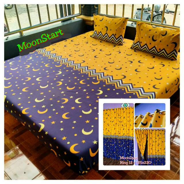  Sprei motif bulan bintang  120 160 180 200 Shopee Indonesia