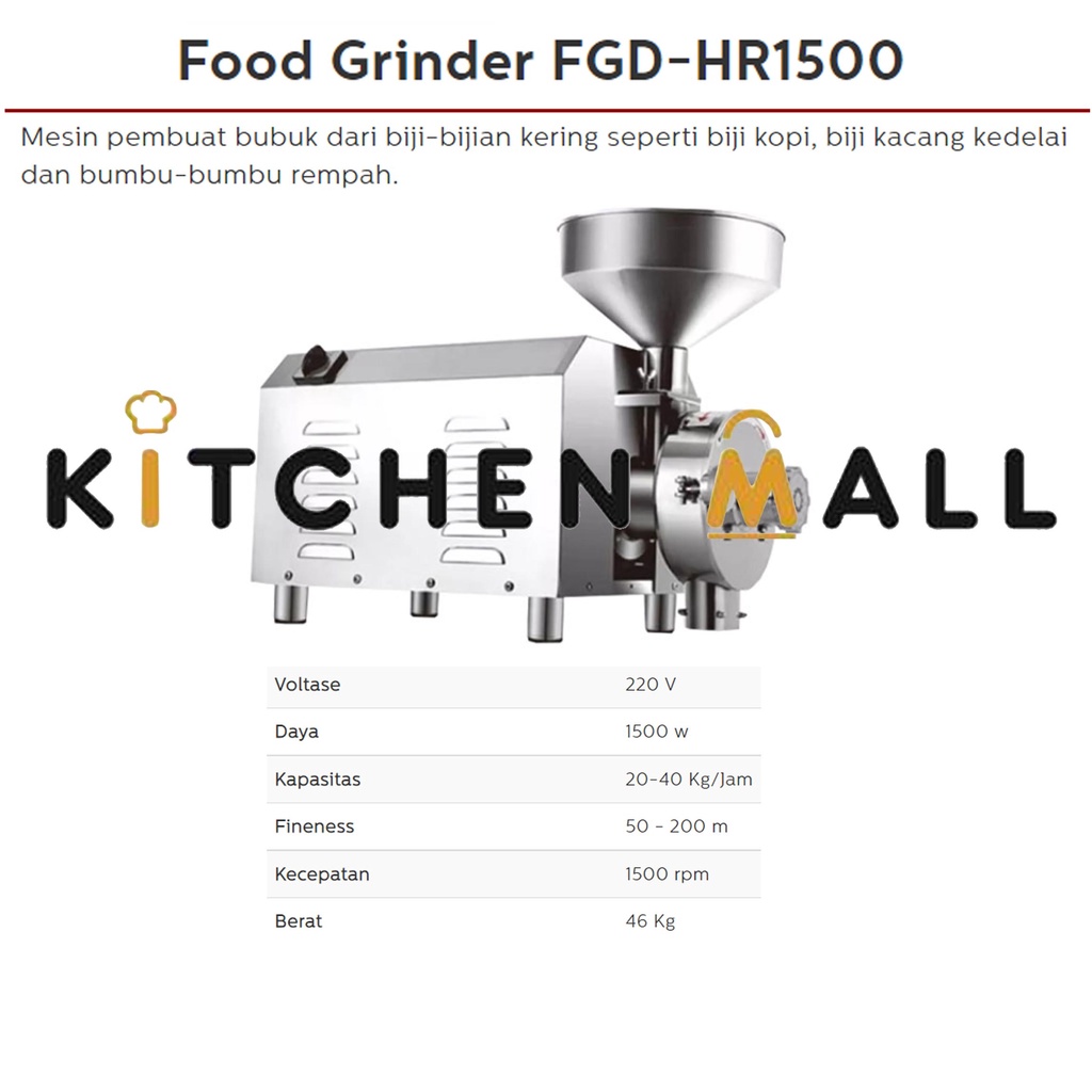 FOMAC FGD-HR1500 Mesin Penggiling / Food Grinder / Mesin Giling Rempah