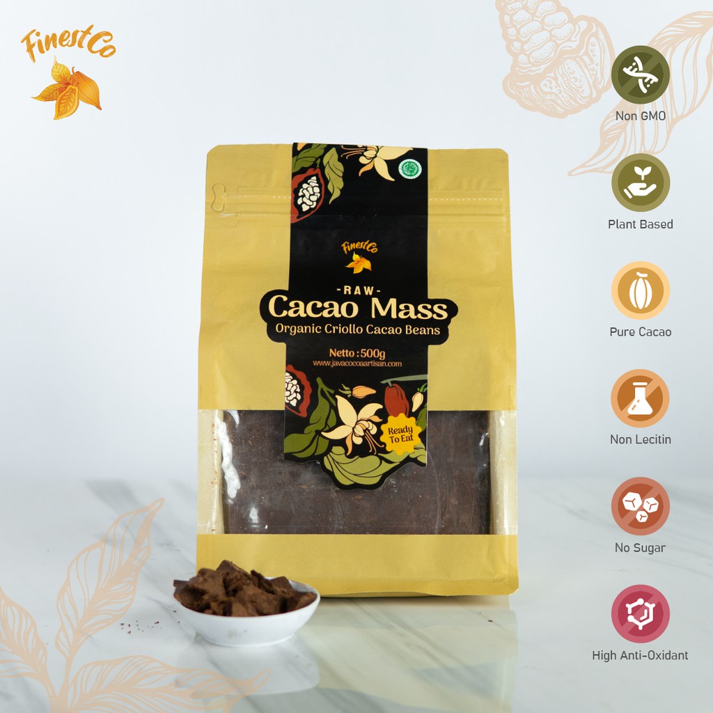 

Cocoa Mass 500gr / FinestCo Pasta Cacao Blok Pure 100% Cacao Mass