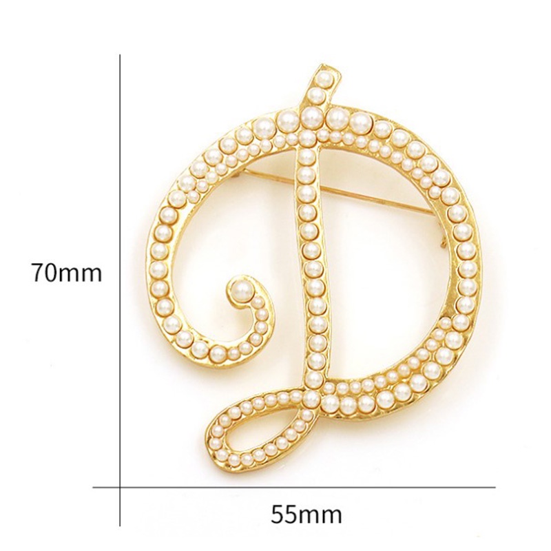 1pc Bros Pin Korsase Desain Huruf Inggris Elegan Hias Mutiara Untuk Wanita