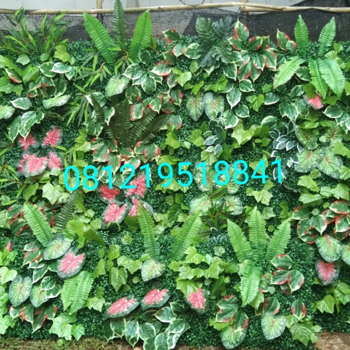 Terbaru Vertical Garden Bunga Sintetis Dekorasi Dinding Tembok - Hijau