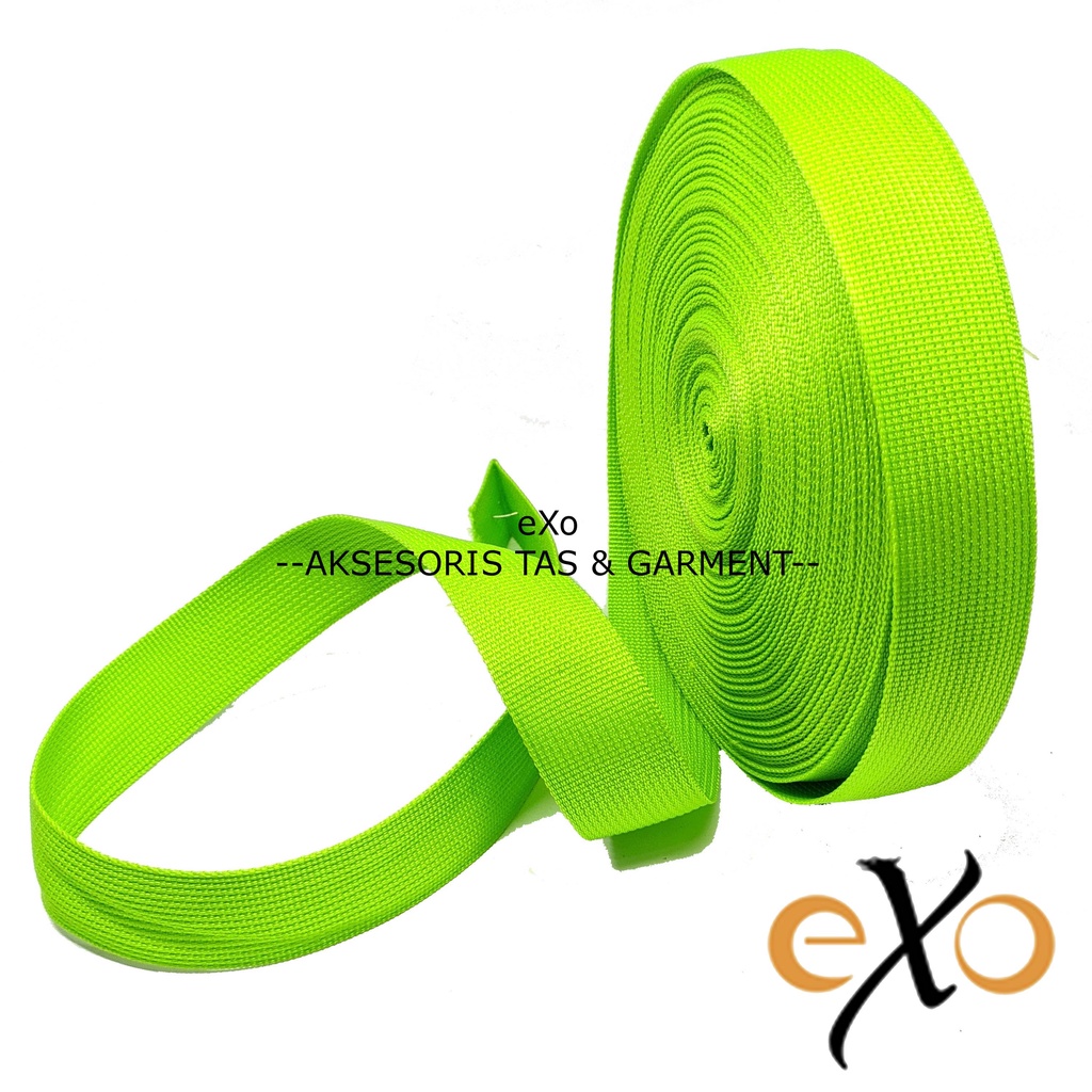 

5 METER TALI WEBBING TAS LT 3.8 CM TEBAL 1.30 MM BAHAN POLYPROPYLENE - LT 38 HIJAU STABILO