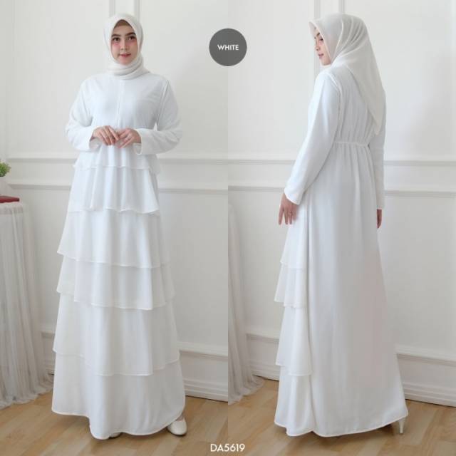 WHITE CANTIKA RUFFLE Baju Gamis Wanita Realpict DressMuslim Gaun Cantik Anggun